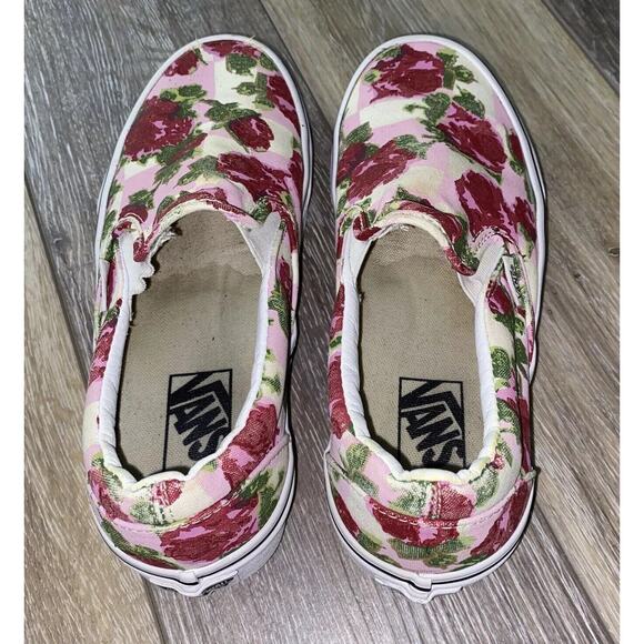Vans Pink and Red Floral Slip-On Sneakers - Picture 8 of 10